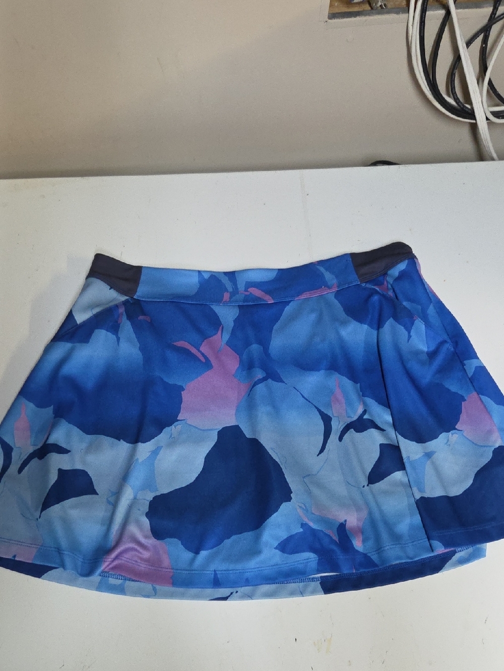 Callaway Blue Floral Print A-Line Skort Golf Sport Pickleball Sz L